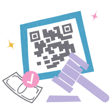 Auction pictures with QR code PNG, SVG