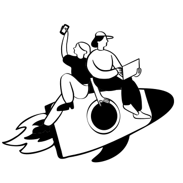 Startup people riding a rocket PNG, SVG