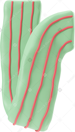 3D 绿袖折臂，红条纹 PNG, SVG