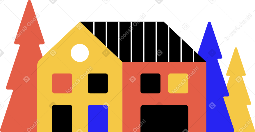 house with forest PNG, SVG