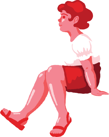 Chubby girl sitting side view PNG, SVG