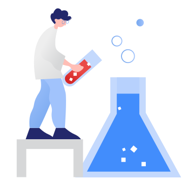 Scientist conducting an experiment with flask PNG, SVG