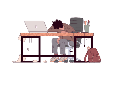 Man sleeping at the desk PNG, SVG