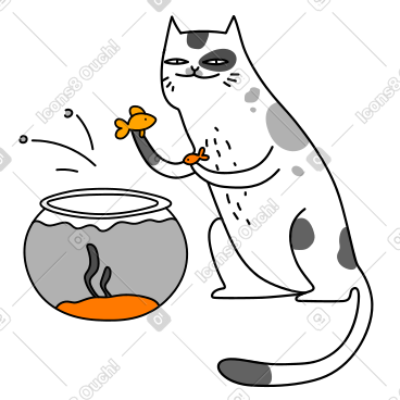 猫和鱼 PNG, SVG