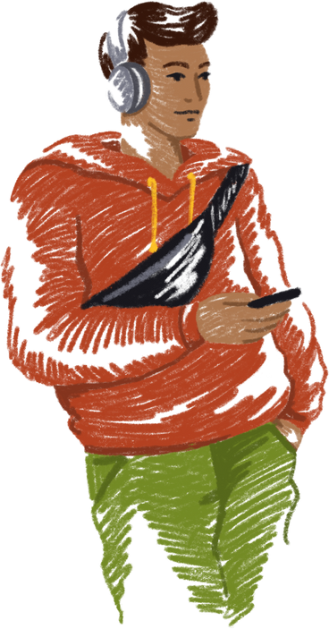 Man with phone in his hand PNG, SVG