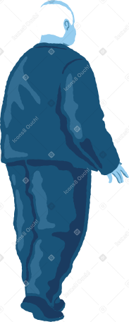 old chubby man standing back Illustration in PNG, SVG