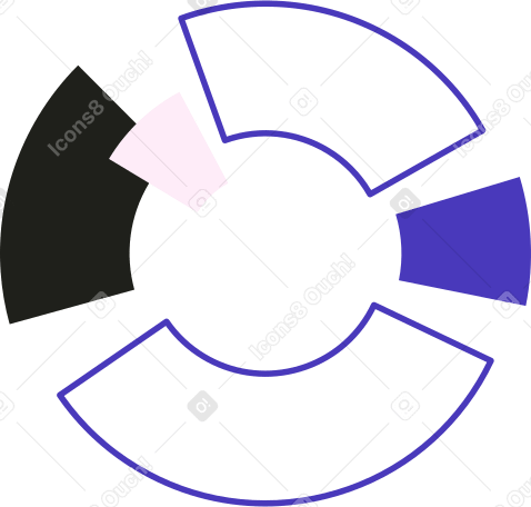 маленькая круговая диаграмма сине-черно-белого цвета в PNG, SVG