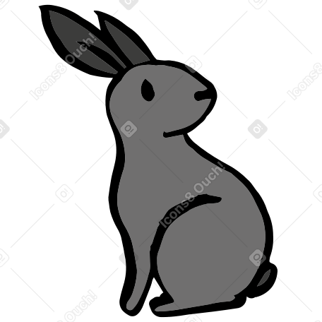grey rabbit sitting Illustration in PNG, SVG