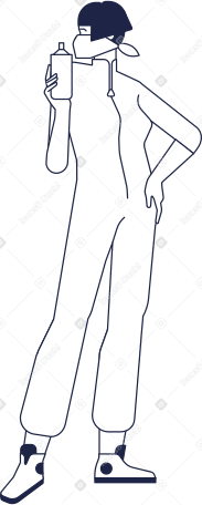 female graffiti artist in white suit with can of paint in her hand PNG, SVG