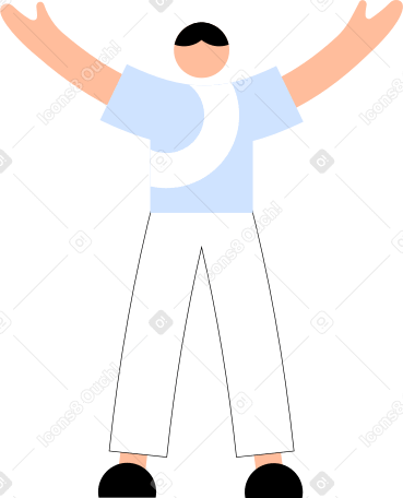 young man standing and raising arms PNG, SVG
