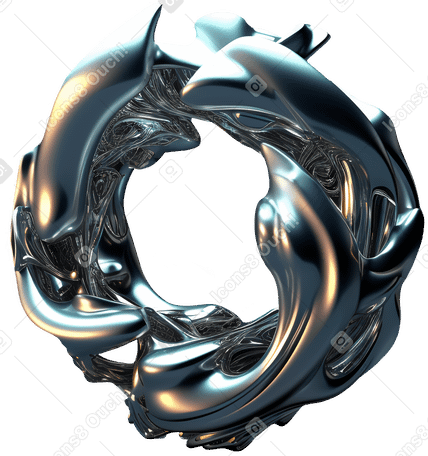 d abstract shiny metal form PNG、SVG