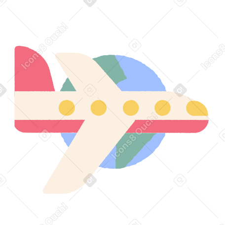 Airplane flying around the earth PNG, SVG
