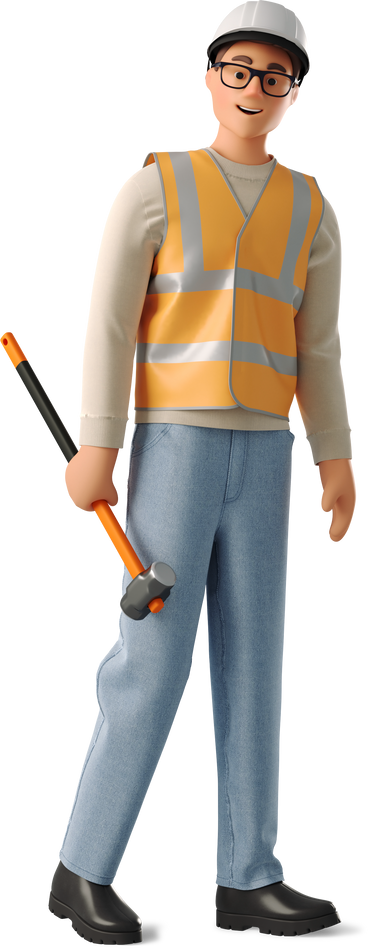 Мужчина-строитель в PNG, SVG