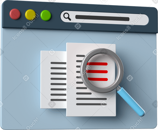 3D search window Illustration in PNG, SVG