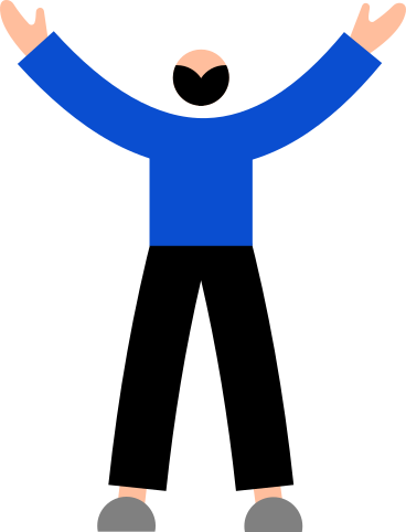young man looking up with his arms raised PNG, SVG