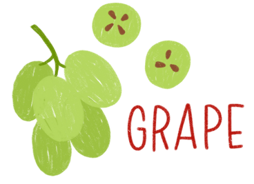 Bagas de uva verdes, produtos frescos e letras PNG, SVG