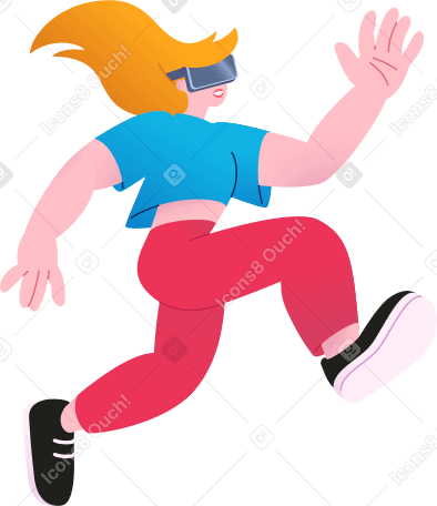 vrヘッドセットを装着して走る女性 PNG、SVG