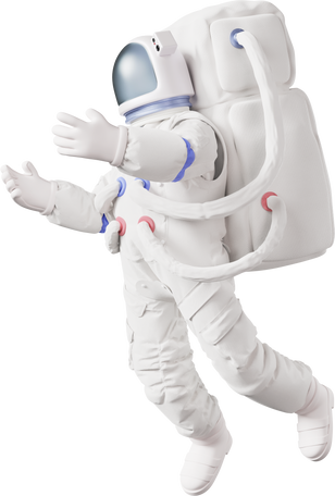 3D astronaut floating side view PNG, SVG