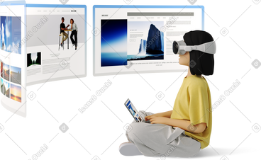 Woman in vr glasses browsing websites PNG, SVG