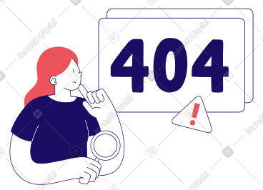 女人搜索并收到 404 错误 PNG, SVG