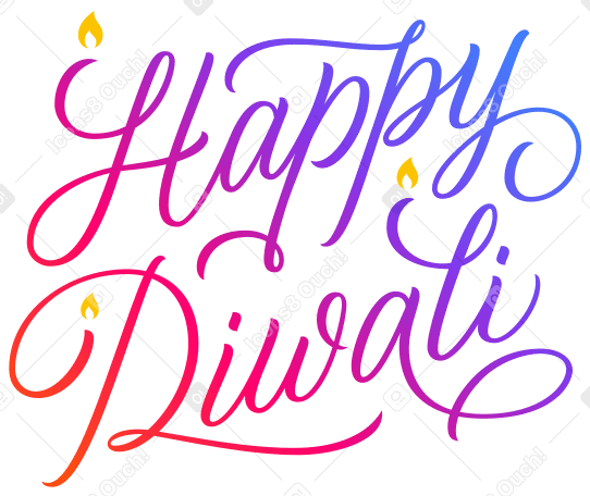 Farbverlauf-schriftzug happy diwali mit kerzentext PNG, SVG