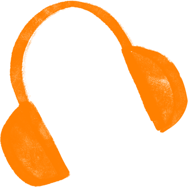 orange headphones PNG, SVG