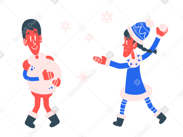 Snowball fight Illustration in PNG, SVG