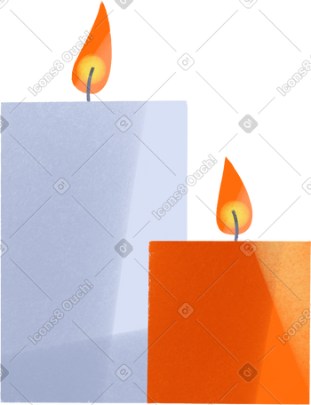 light blue and orange candles PNG, SVG