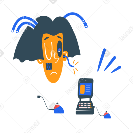 Malfunctioning robot next to a laptop PNG, SVG