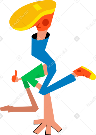 jumping man in a cap Illustration in PNG, SVG