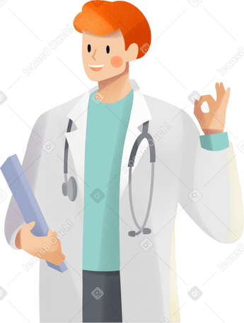 smiling young male doctor Illustration in PNG, SVG