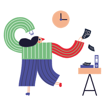 Girl is in a hurry to finish work PNG, SVG