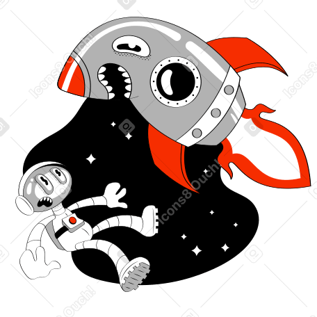 Mad Rocket Illustration in PNG, SVG
