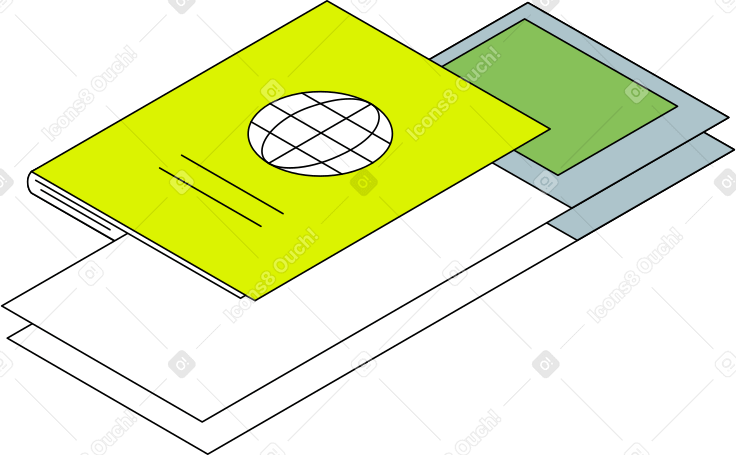 passport and tickets Illustration in PNG, SVG