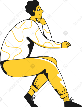 man sitting thoughtful PNG, SVG