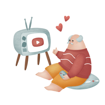 Old man watching TV PNG, SVG