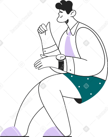 man worker in shorts and tie Illustration in PNG, SVG