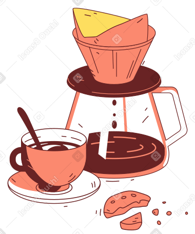 Morning coffee, drip coffee maker PNG, SVG