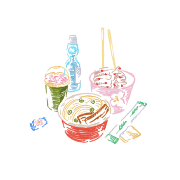 Азиатский набор уличной еды в PNG, SVG