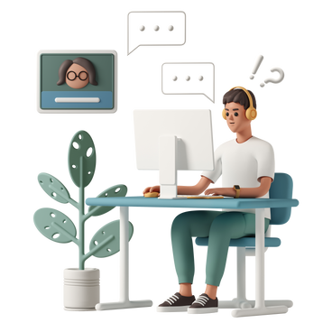 Boy studying remotely with tutor PNG, SVG