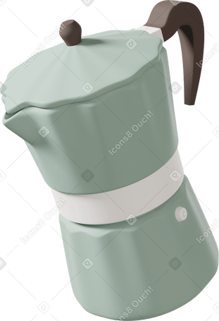 3D green moka pot Illustration in PNG, SVG