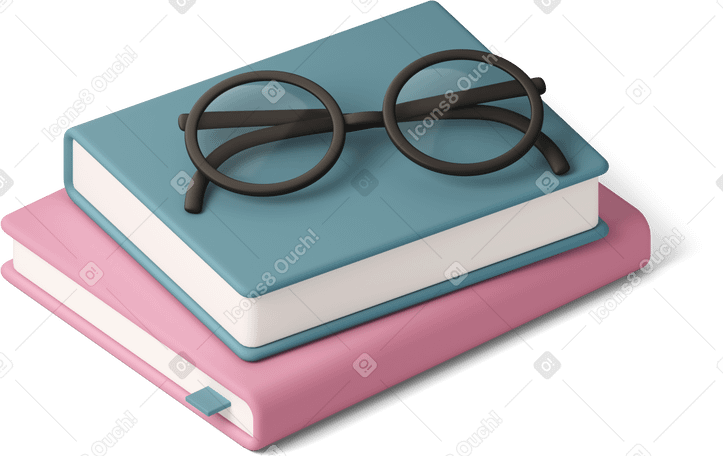 3D glasses on books PNG, SVG