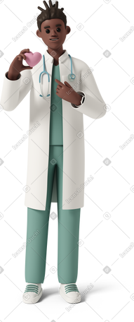 3D doctor with heart PNG, SVG