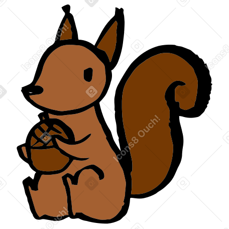 squirrel with acorn Illustration in PNG, SVG