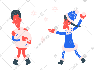 冬天打雪仗的朋友 PNG, SVG