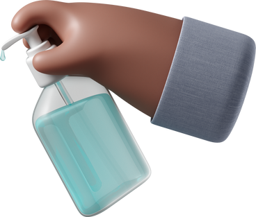Brown skin hand holding a sanitizer PNG, SVG