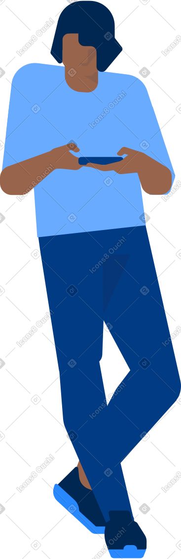 Man standing and looking at smartphone PNG, SVG