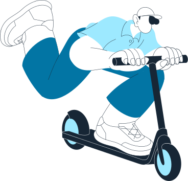 guy rides a scooter PNG, SVG