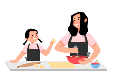 母と娘が一緒に料理をする PNG、SVG