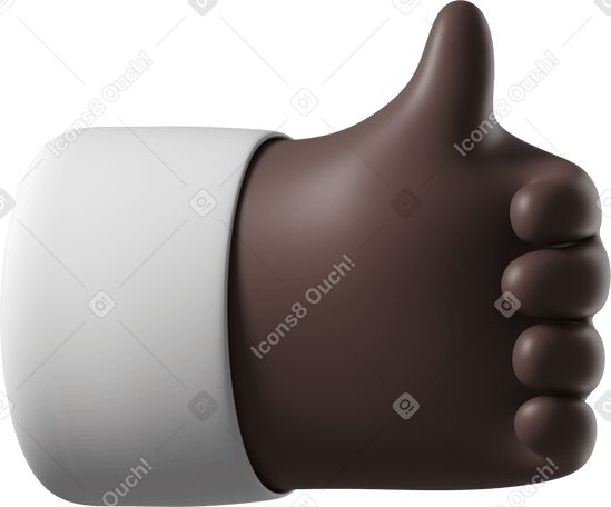 3D Black skin hand giving a like PNG, SVG